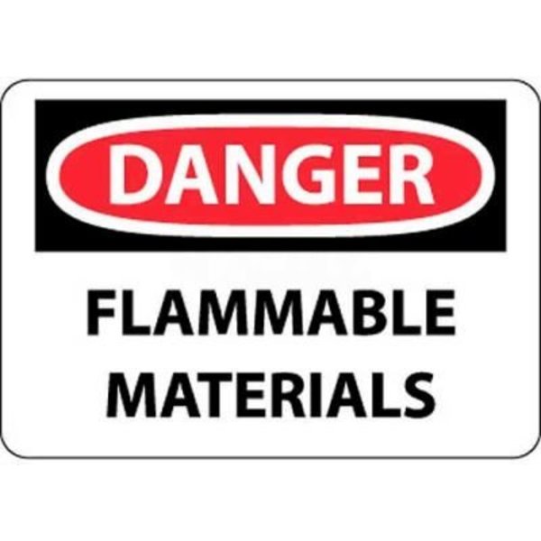 National Marker Co NMC OSHA Sign, Danger Flammable Materials, 10in X 14in, White/Red/Black D39RB